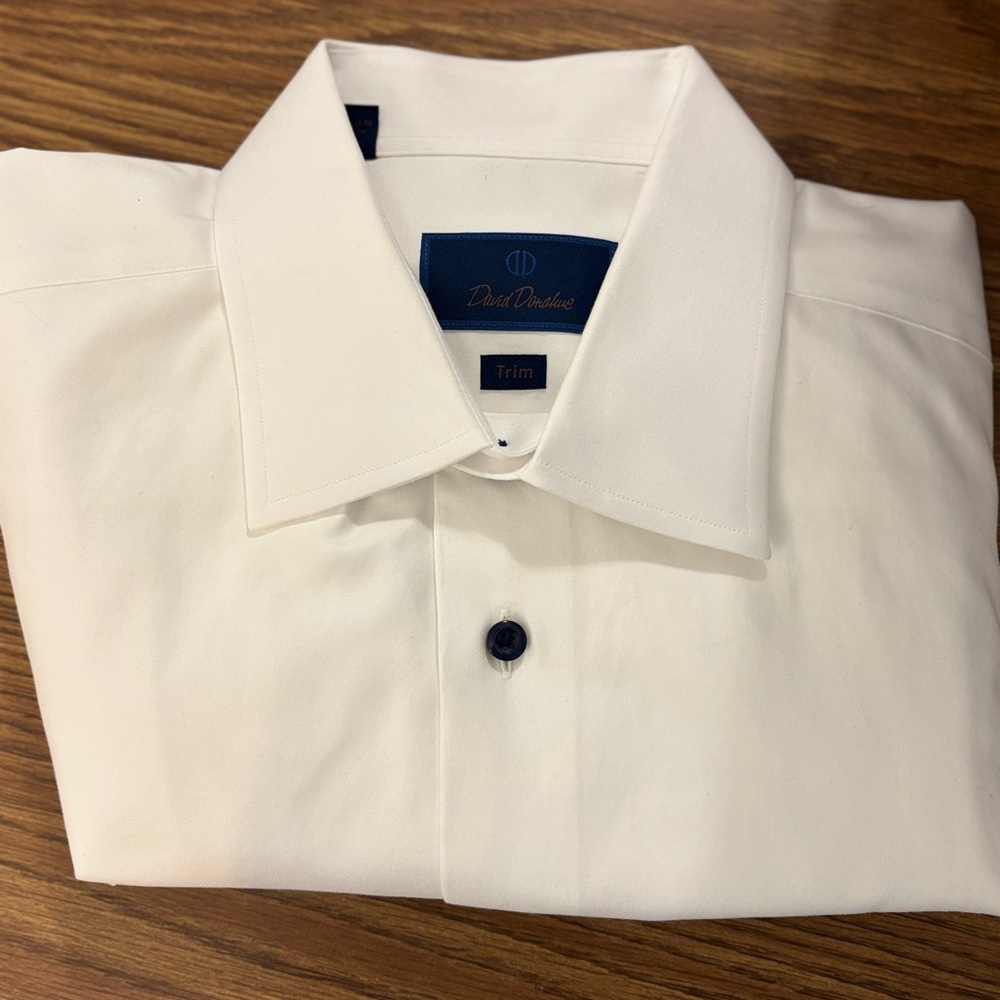 David Donahue Men's White Dress Shirt